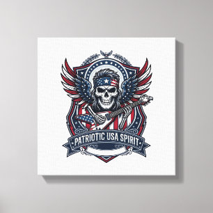 Patriotic Freedom Guitarist Skull Music Rock Metal Canvas Print