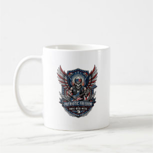 Patriotic Freedom Guitarist Skull Music Rock Metal Coffee Mug