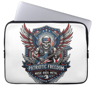 Patriotic Freedom Guitarist Skull Music Rock Metal Laptop Sleeve