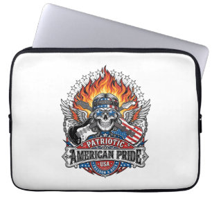 Patriotic Freedom Guitarist Skull Music Rock Metal Laptop Sleeve