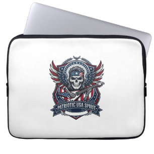 Patriotic Freedom Guitarist Skull Music Rock Metal Laptop Sleeve