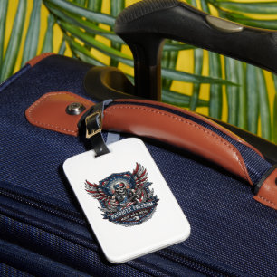 Patriotic Freedom Guitarist Skull Music Rock Metal Luggage Tag
