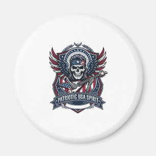 Patriotic Freedom Guitarist Skull Music Rock Metal Magnet