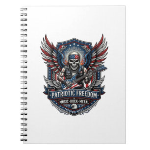 Patriotic Freedom Guitarist Skull Music Rock Metal Notebook