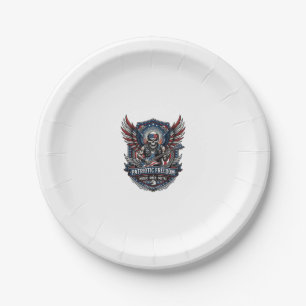 Patriotic Freedom Guitarist Skull Music Rock Metal Paper Plate