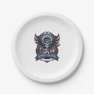 Patriotic Freedom Guitarist Skull Music Rock Metal Paper Plate