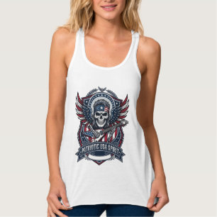 Patriotic Freedom Guitarist Skull Music Rock Metal Singlet