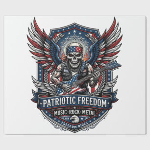 Patriotic Freedom Guitarist Skull Music Rock Metal Wrapping Paper