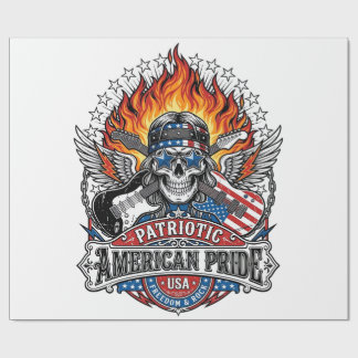 Patriotic Freedom Guitarist Skull Music Rock Metal Wrapping Paper