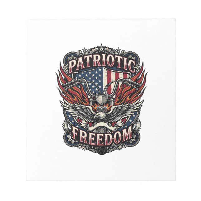 Patriotic Freedom Handlebars Biker Road Freedom Pa Notepad (Front)