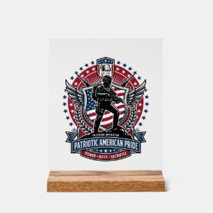 Patriotic Freedom Operator Silhouette Military Ins Acrylic Sign