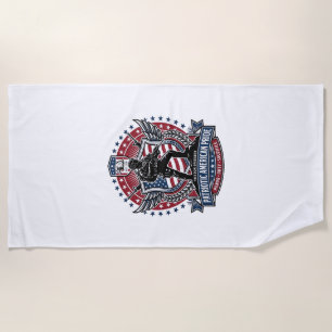 Patriotic Freedom Operator Silhouette Military Ins Beach Towel