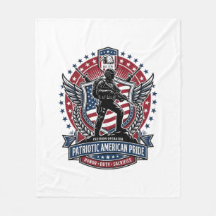 Patriotic Freedom Operator Silhouette Military Ins Fleece Blanket