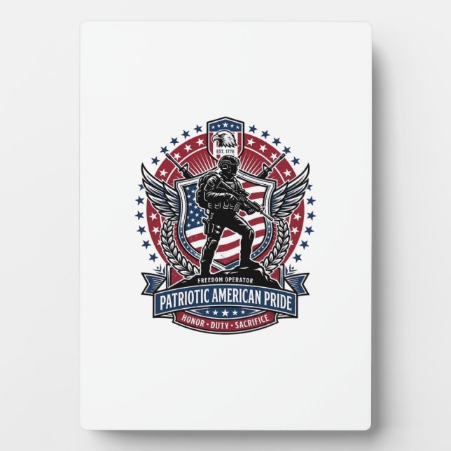 Patriotic Freedom Operator Silhouette Military Ins Plaque (Front)