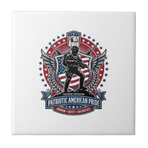 Patriotic Freedom Operator Silhouette Military Ins Tile