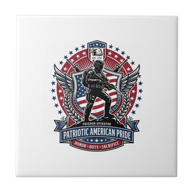 Patriotic Freedom Operator Silhouette Military Ins Tile (Front)