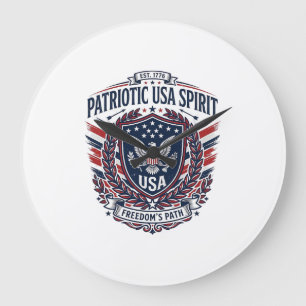Patriotic Freedom Shield Liberty Icons & Symbols V Large Clock