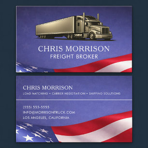 Patriotic Freight Broker Owner Truck Trucking Business Card
