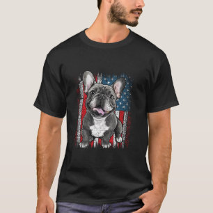 Patriotic french bulldog AMERICAN FLAG 4th of July T-Shirt