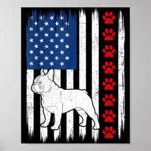 Patriotic french bulldog american flag dog 4th of poster