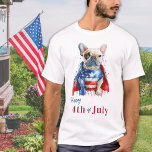 Patriotic French Bulldog USA Flag Happy 4th O July T-Shirt<br><div class="desc">Celebrate Independence Day with our patriotic happy 4th of July shirt featuring a charming hand-painted watercolor of a French bulldog. Perfect for dog lovers, this artful design invites family and friends to join in the festivities with a BBQ, food, fun, and fireworks. See our collection for matching patriotic 4th of...</div>