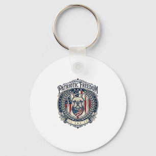 Patriotic French Bulldog Vector Graphic Tee_1 Key Ring