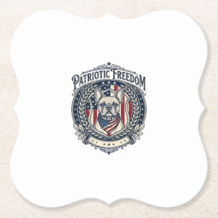 Patriotic French Bulldog Vector Graphic Tee_1 Paper Coaster