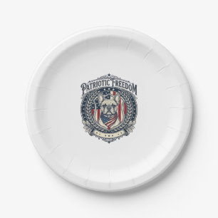 Patriotic French Bulldog Vector Graphic Tee_1 Paper Plate