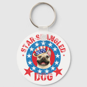 Patriotic Frenchie Keychain