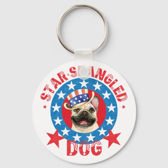 Patriotic Frenchie Keychain (Front)