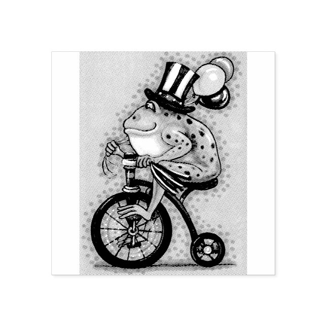 PATRIOTIC FROG ON BIKE, 4TH OF JULY RUBBER STAMP (Imprint)