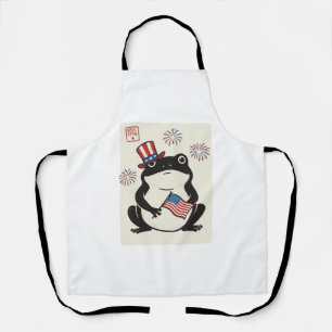 Patriotic Frog Vintage Engraving Vector Art_1 Apron
