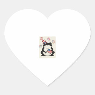 Patriotic Frog Vintage Engraving Vector Art_1 Heart Sticker