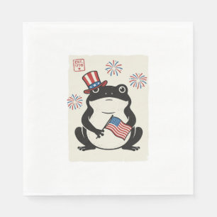 Patriotic Frog Vintage Engraving Vector Art_1 Napkin