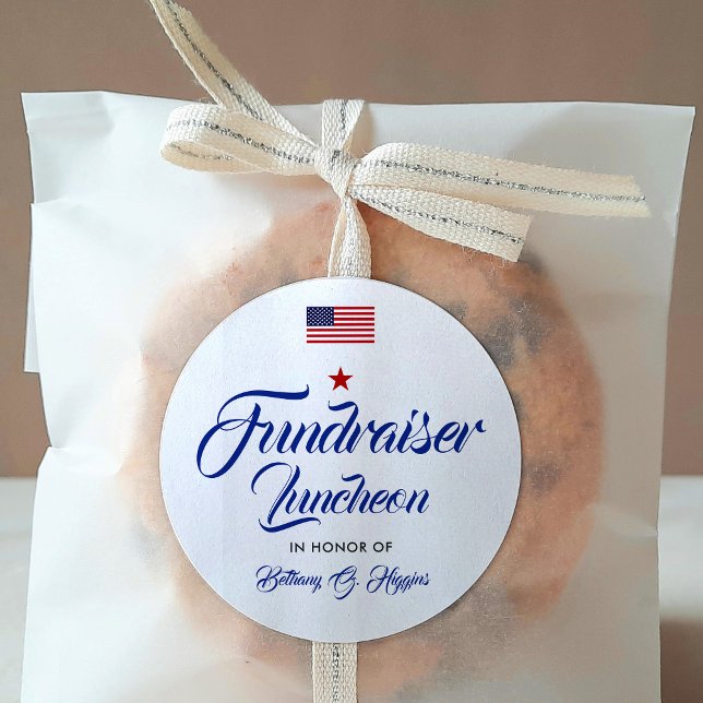 Patriotic Fundraiser Event  Classic Round Sticker (Creator Uploaded)