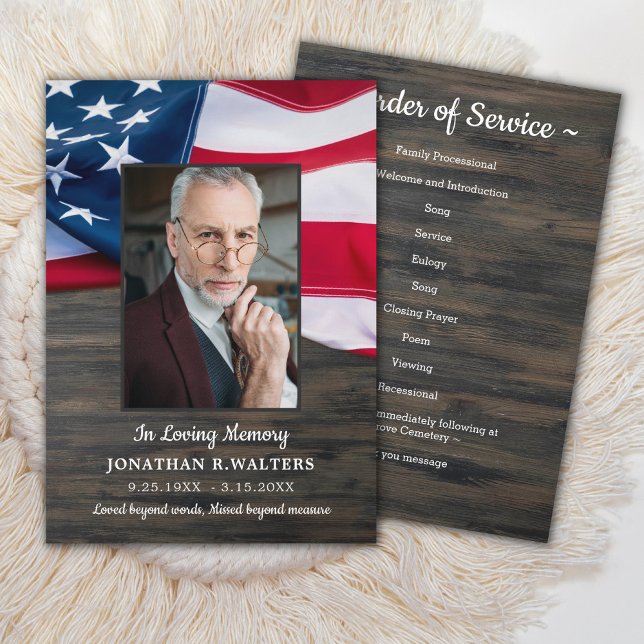 Patriotic Funeral Order Of Service Flag Program Invitation (Creator Uploaded)