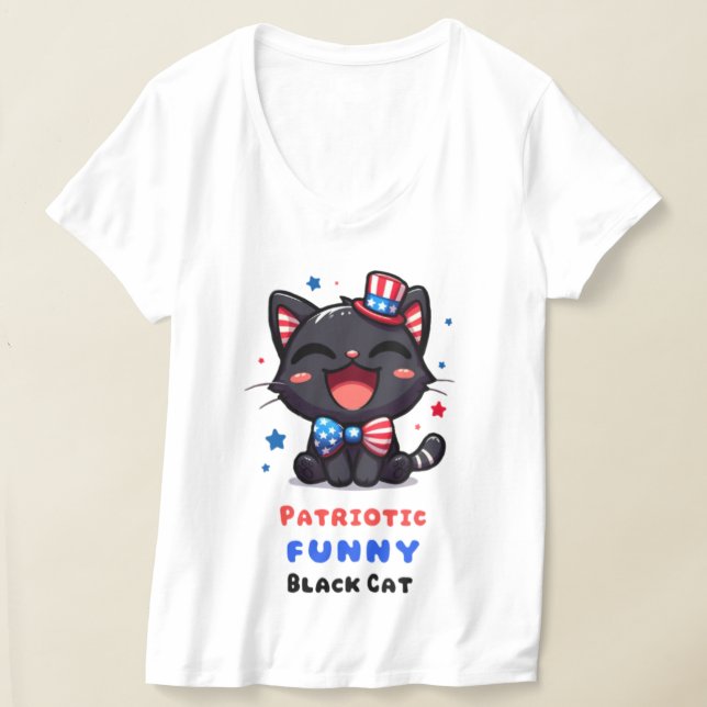 Patriotic Funny Black Cat Shirt for 4th July (Laydown)