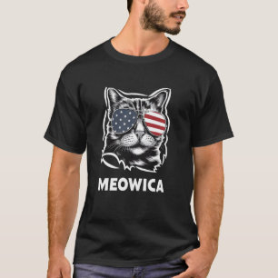 Patriotic Funny Cat Meowica AF 4th of July USA Ame T-Shirt