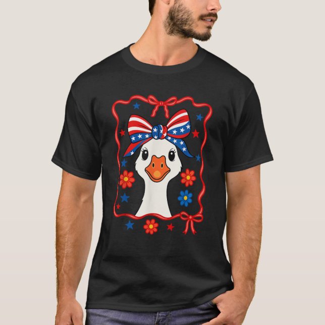Patriotic Funny Goose America Happy 4th Of July Co T-Shirt (Front)