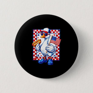 Patriotic funny goose hotdog bbq usa flag men 6 cm round badge