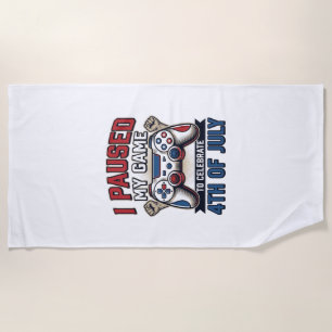 Patriotic Gamer 4th of July Vintage Vector Shirt_1 Beach Towel