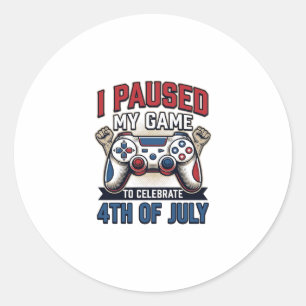 Patriotic Gamer 4th of July Vintage Vector Shirt_1 Classic Round Sticker