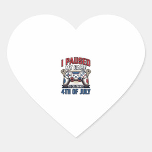 Patriotic Gamer 4th of July Vintage Vector Shirt_1 Heart Sticker