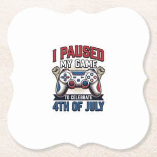 Patriotic Gamer 4th of July Vintage Vector Shirt_1 Paper Coaster