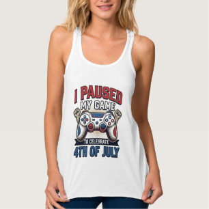 Patriotic Gamer 4th of July Vintage Vector Shirt_1 Singlet
