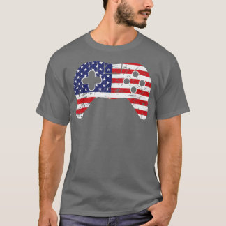 Patriotic Gamer Video Game - USA American Flag 4th T-Shirt