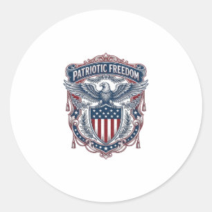 Patriotic Garden Flag Style Vector Graphic Tee_1 Classic Round Sticker