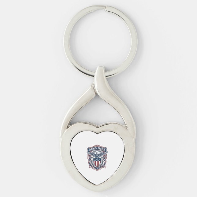 Patriotic Garden Flag Style Vector Graphic Tee_1 Key Ring (Front)