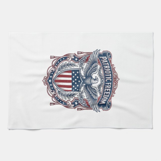Patriotic Garden Flag Style Vector Graphic Tee_1 Tea Towel (Horizontal)