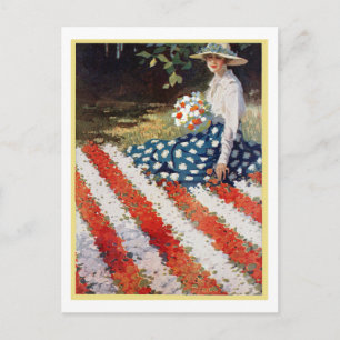 "PATRIOTIC GARDEN" FLOWER FLAG POSTCARD